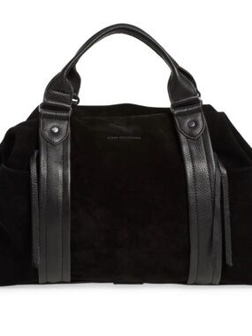 Aimee Kestenberg Black Suede & Leather Duffel Bag